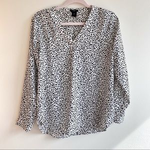 ANN TAYLOR White & Black Blouse - Size Petite Small